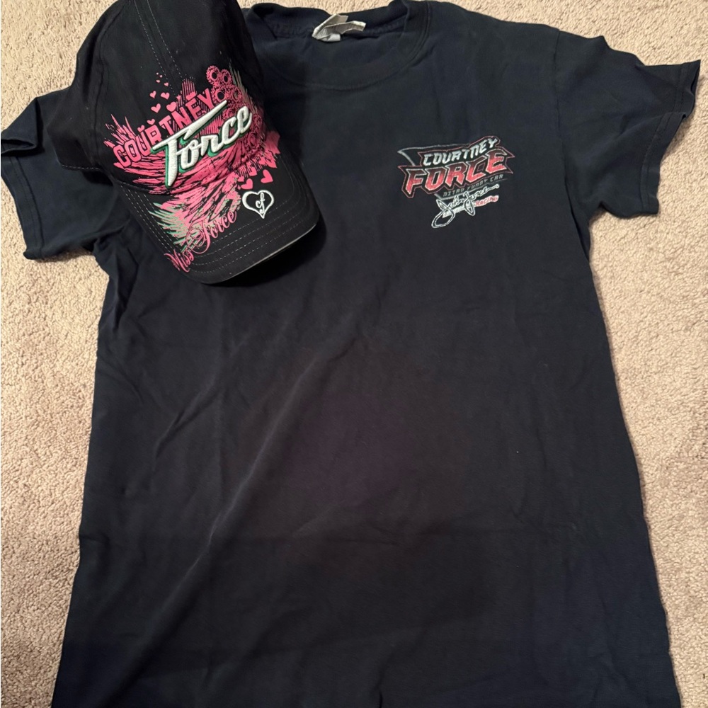 Courtney Force Racing tshirt and hat bundle